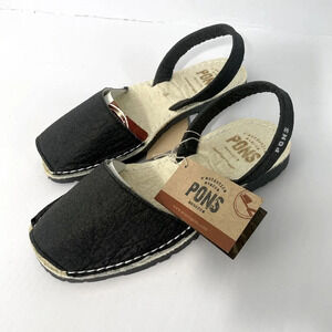 Pons NWT Black Open Toe Ankle Strap Sandals Handmade in Spain Size 5